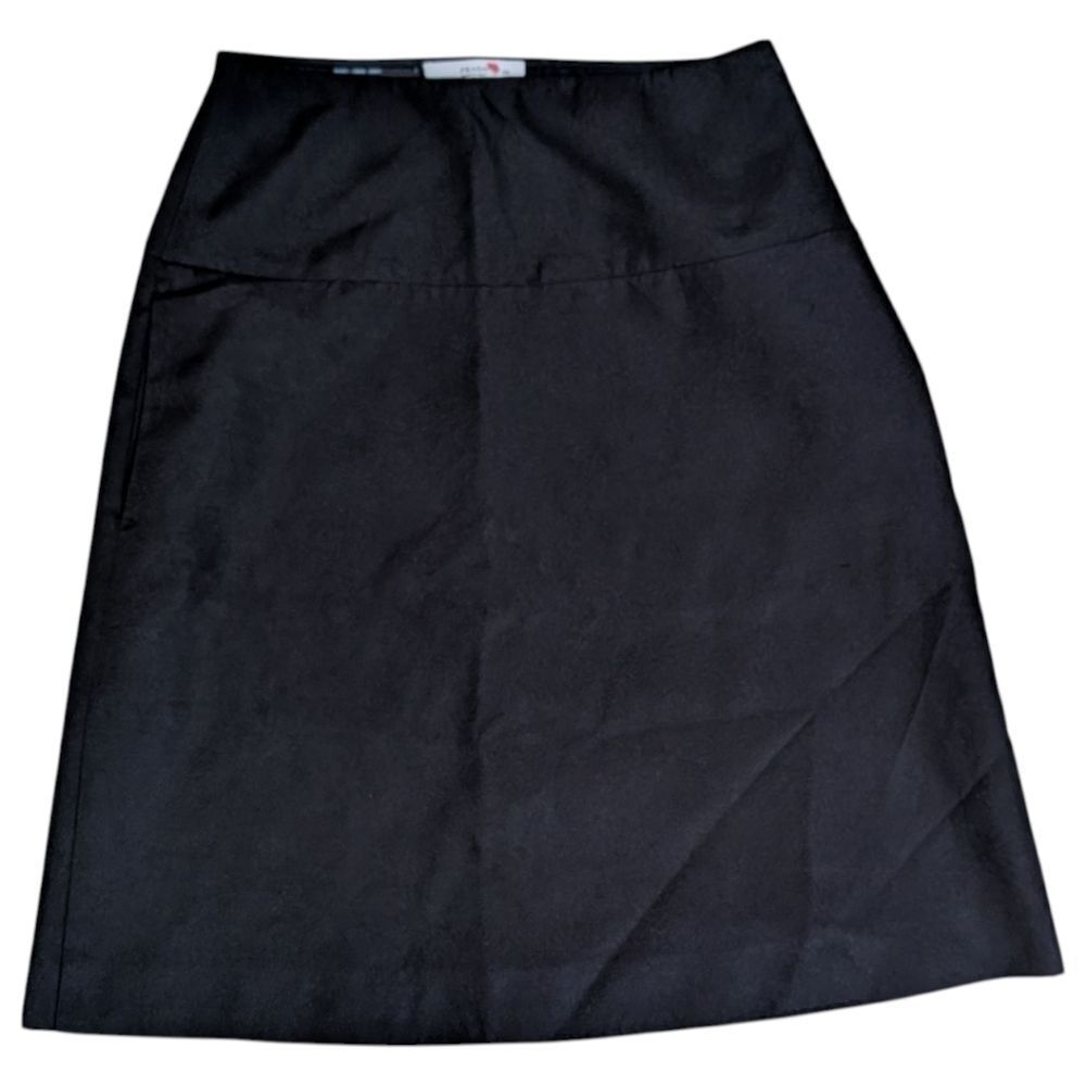 Prada Italy Black Classic High-Waisted A-Line Midi Skirt Size EU 38, US 6 - Picture 2 of 7
